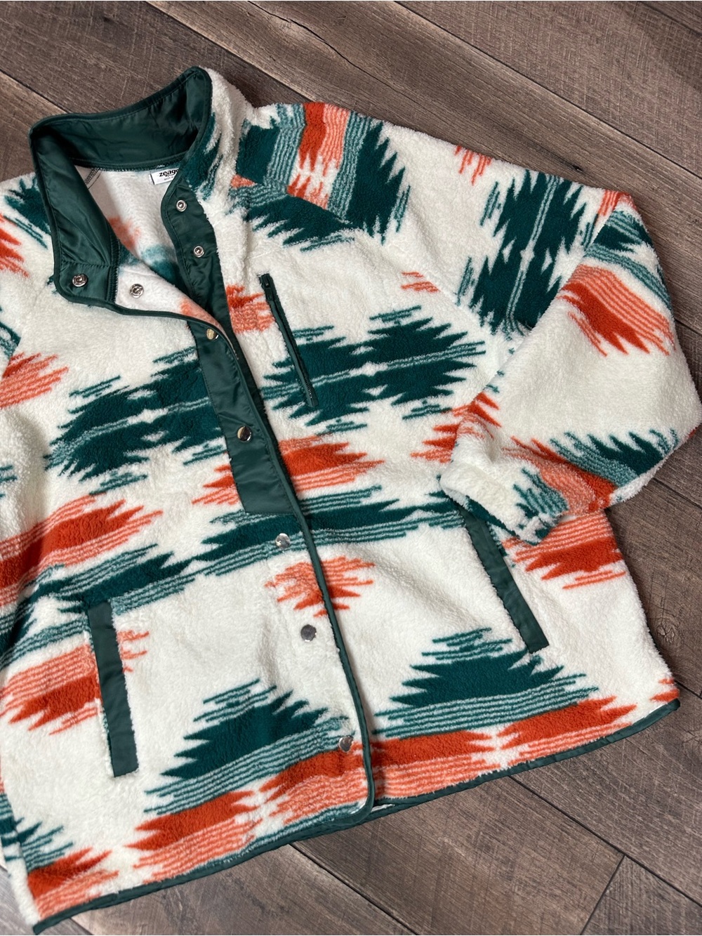 Zeagoo Aztec Sherpa Button Down Jacket - Picture 3 of 8